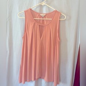 Pink Cut-Out Pleated Tank Blouse
